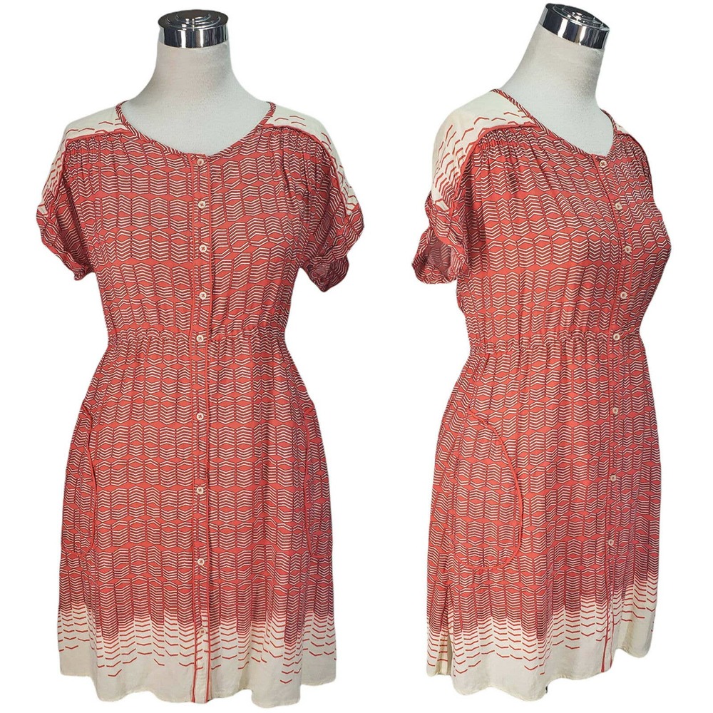 Anthropologie Red and Cream Mini Dress